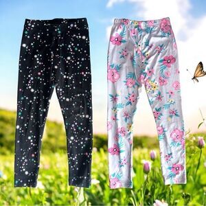 2 Girl’s Leggings l Lucuse / Spotted Zebra l Small (6/7) l EUC